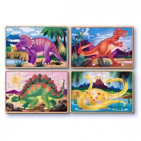 Melissa and Doug 4 в 1 Динозаври - Дървен пъзел 